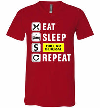Eat Sleep Dollar General Repeat V-Neck Shirt