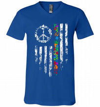 Peace flower American flag V-Neck Shirt