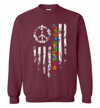 Peace flower American flag Crewneck Sweatshirt