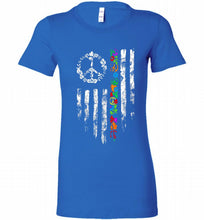 Peace flower American flag Bella Ladies Tee