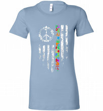 Peace flower American flag Bella Ladies Tee