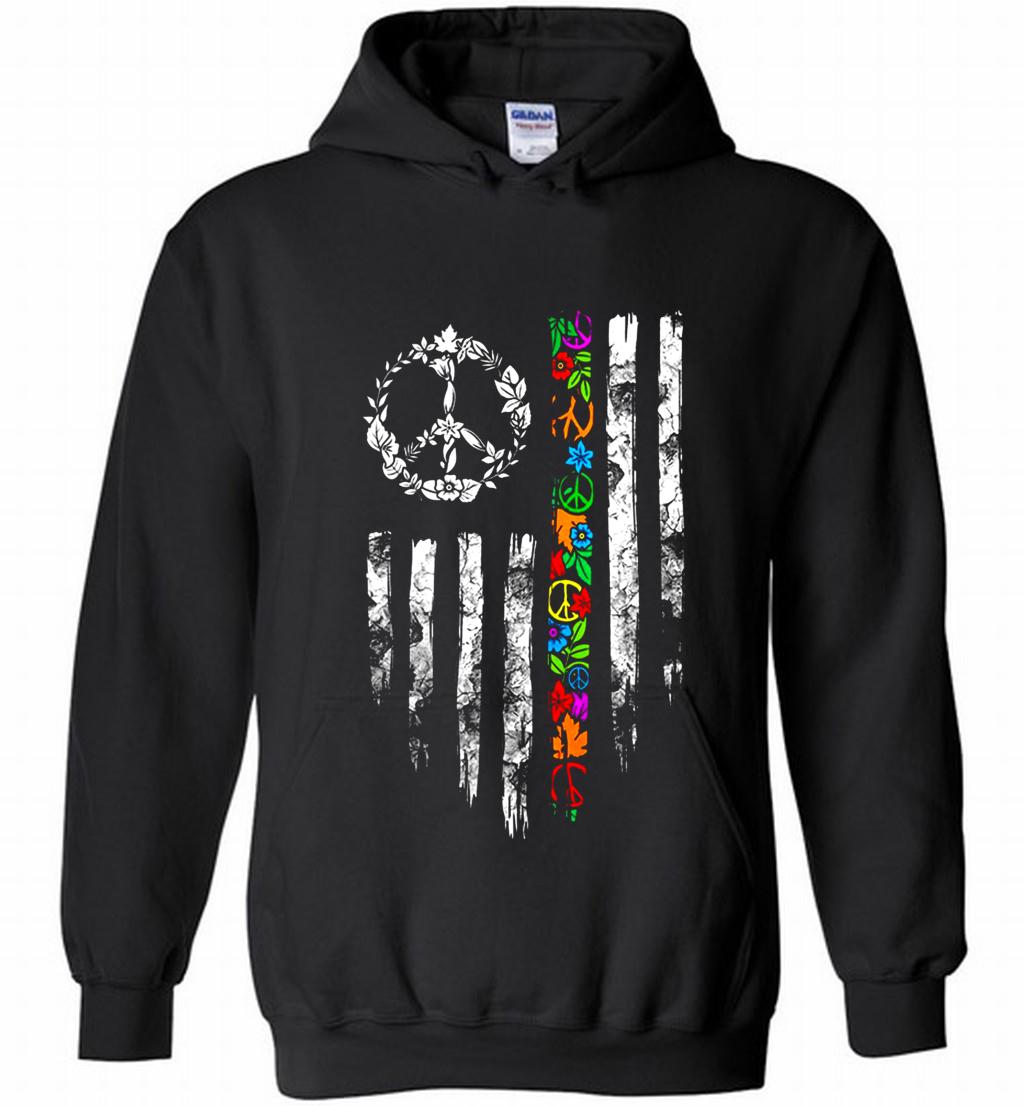 Peace flower American flag Hoodie