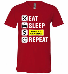 Eat Sleep Dollar General Repeat V-Neck Shirt
