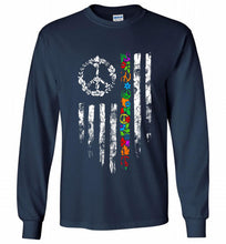 Peace flower American flag Gildan Long Shirt