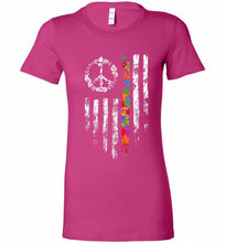 Peace flower American flag Bella Ladies Tee