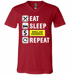 Eat Sleep Dollar General Repeat V-Neck Shirt