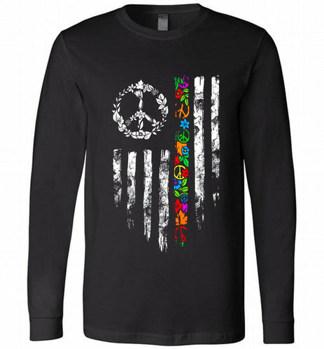 Peace flower American flag Long Sleeve
