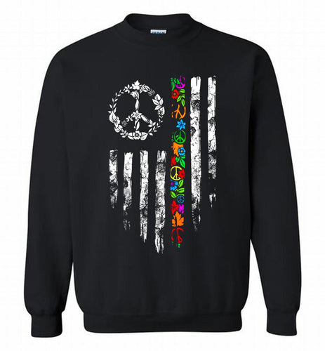 Peace flower American flag Crewneck Sweatshirt