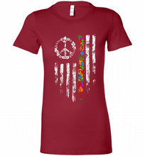 Peace flower American flag Bella Ladies Tee