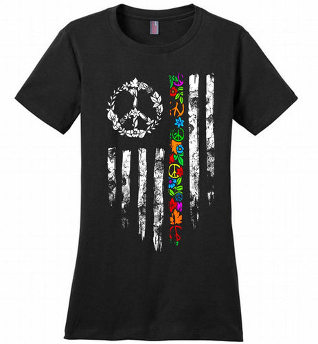 Peace flower American flag Ladies Perfect