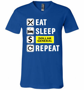 Eat Sleep Dollar General Repeat V-Neck Shirt