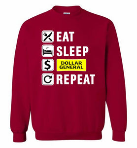 Eat Sleep Dollar General Repeat Crewneck Sweatshirt