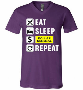 Eat Sleep Dollar General Repeat V-Neck Shirt