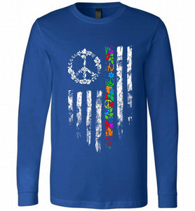 Peace flower American flag Long Sleeve