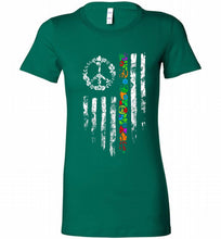 Peace flower American flag Bella Ladies Tee