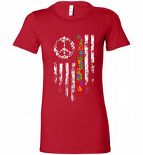 Peace flower American flag Bella Ladies Tee