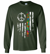 Peace flower American flag Gildan Long Shirt